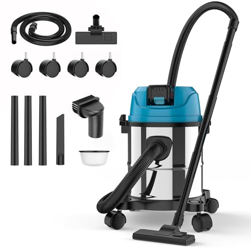 Akku Nass Trockensauger Kompatibel mit Makita 21V Akku,15L Trocken-Saugen & Nass-Saugen，18000pa Saugkraft, HEPA-Filter, mit 2 m-Schlauch & Zubehör,Ideal für Werkstatt/Auto/Baustelle (ohne Akku)