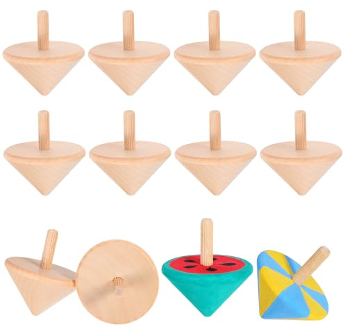 ibasenice 12 Stück Holzkreisel für Kinder, DIY Kreisel zum Bemalen | Holzkreisel zum Bemalen aus Holz, ca. 5,5 x 4,5 cm, für Kreative Bastel- und Gruppenaktivitäten mit Kindern