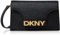 DKNY Women's Avril Wallet ON A String Cow Leather Coated with 100% Polyurethane, Black and Gold