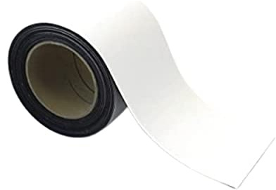 Magnetic Steel Easy-Wipe Tape, Thin & Flexible, Cut to Fit Strip, Magnetic, High Visible Identification. Suitable For All Surfaces (White 100mm x 10m)