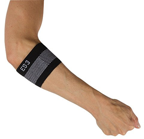 Orthosleeve® ES3 Ellenbogenbandage | Schwarz Größe L| Exklusive Kompressionstechnologie® mit 3 Zonen | Schmerzlinderung bei Schwellungen, Arthritis, Tennis- & Golferarm | Leichter Gurt|Fördert die Durchblutung