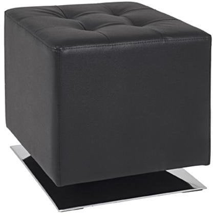 Hocker mit schwarzem Kunstleder bezogen, Fußteller aus verchromtem Stahl, drehbar, Haku, 30588