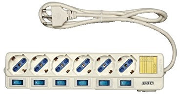 Cod. 22.0576.00-MULTIPRESA 6 POSIZIONI CON CAVO E INTERRUTTORI INDIPENDENTI-Colore: Bianco - Posizioni: 6 - Corpo: Materiale termoplastico - Spina: 2P+T 16A - Prese: 2P+T 10/16A/SCHUKO - Lunghezza cavo: 1,5m. - Sezione cavo: 3x1mm2 - Carico max: 2.500W - Confezione: Sacchetto con cavaliere - Alveoli schermati di protezione: si