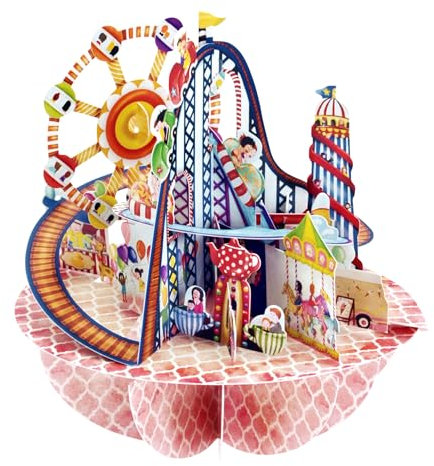 Santoro Pirouette, 3D-Pop-Up-Grußkarte - Messegelände - Jahrmarkt Themenpark Spaß Achterbahn Geburtstag Karussell Riesenrad Spielplatz Disneyland Anziehungen | Für Freunde, Kinder, Für Vater