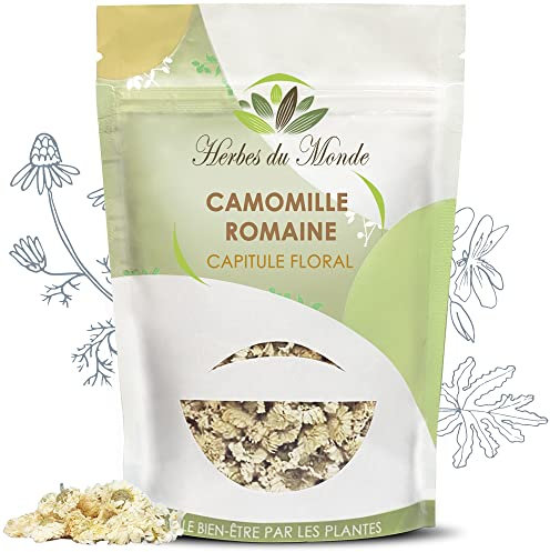 Herbes du Monde - Tisana ai fiori di camomilla romana - Origine Francia - Infuso digestivo disintossicante migliora il sonno - 1 busta da 40g