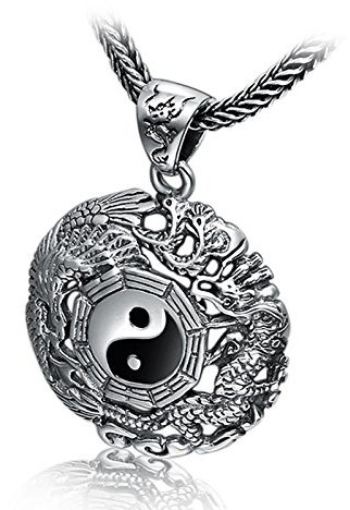 KnSam Schmuck 925 Silber Kette Herren & Damen Buddha Yin Yang Anhänger Halskette als Geschenk für Mann Frau, Silber