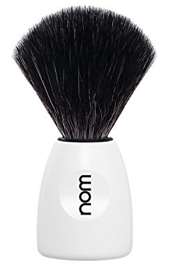 nom Lasse Vegan Black Fibre Shaving Brush (Handle: White)
