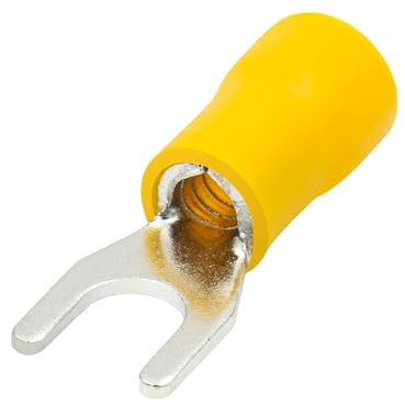 Heschen Fork Insulated Wire Connector Electrical Crimp Terminal SV5.5-5 Stud size #10 for 4-6mm² (12-10 AWG) Yellow 100Pack