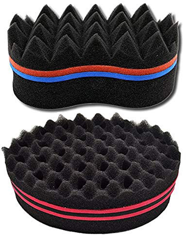 AMACOAM Haarbürste Schwamm Magic Curl Schwamm Oval Pinsel für Dreadlocks Curl Coil Wave Doppelseitiges Haar Twist Sponge Magic Hair Braider für Afro Coil Haar Magic Beauty Werkzeug-2 Stück