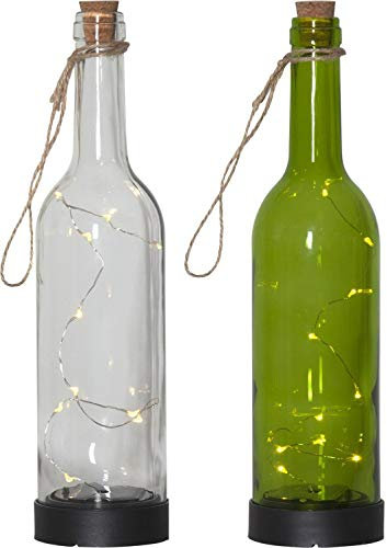 NETPROSHOP Gartenbeleuchtung LED Solar Glas Flasche zum Hängen oder Stellen Outdoor, Farbe:Transparent