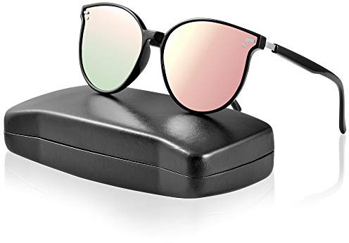 IPOW Lunette de Soleil Homme Polarisée à Verre Réléchissant-Effet Miroir, Lunettes de Soleil Femme à 100% Anti-UV 400
