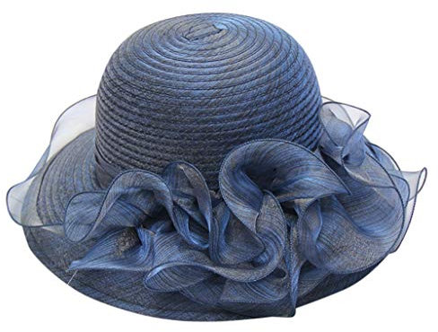 damenhut Sommer Damenhut Eleganter Organza-Kirchen-Brautteeparty-Hochzeitsfest-Hut (Marine)