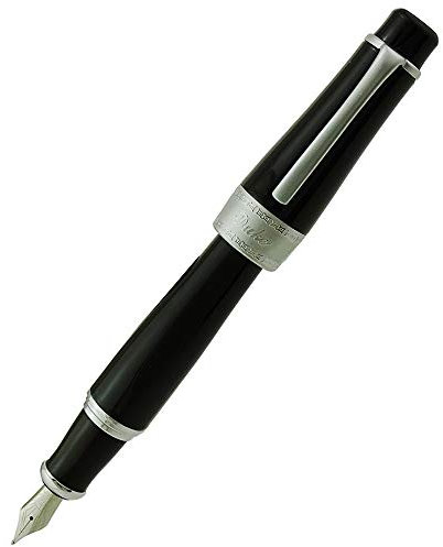 Lanxivi Duke Charlie Chaplin Fountain Pen Fine Nib, Vivid Black, Unique Design Collection Heavy Pen with Pouch
