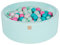 MEOWBABY Piscina di Palline per Bambini - Tondo 90x30cm Piscine con 200 Palline Colorate, Cotone, Menta: Bianco Perla/Turchese/Rosa Chiaro/Menta