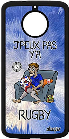 utaupia Coque Silicone j'peux Pas y'a Rugby pour Motorola Moto E4+ Plus Pas Cher Comique XT1771 Supporter Je Smartphone Aluminium Drole Noir