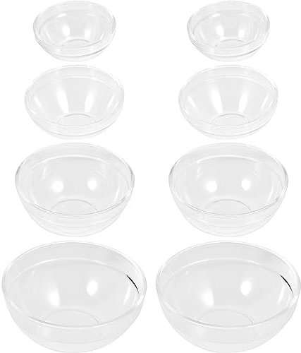 minkissy 8pcs Clear Acrylic Bowls Essential Oil Massaging Beauty Acrylic Plastic Transparent Bowl Container Dessert Fruit Bowls Salon Supplies for Salon Home Use 4 Size