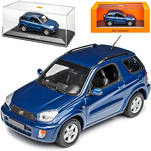 MAXICHAMPS Toyota RAV4 3 Türer Dunkel Blau Metallic 2. Generation 2000-2006 1/43 Minichamps Modell Auto mit individiuellem Wunschkennzeichen