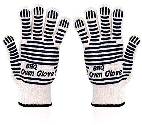 Revolutionary 932°F Extreme Heat Resistant Gloves -Thick, Light-weight & Flexible, 2 Gloves - Use in Dutch Oven, Big Green Egg, Pizza Stone, Cast Iron Pan, Fireplace Tools, Outdoor (black(2 pcs))