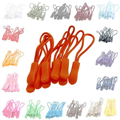 10 Zipper-Schlaufen 70 Farben Reißverschluss-Anhänger Reißverschluss-Verlängerung Pull Anhänger, Farbe:dunkelorange