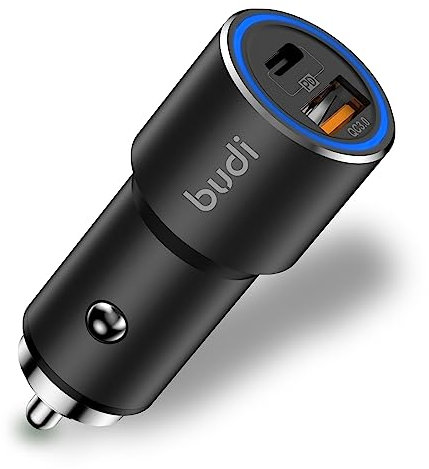 Samsung Car Charger, Budi 18PD Dual Port Fast USB C Car Charger 36W Aluminium Adaptor USB C Cable for Samsung Galaxy S20/S22