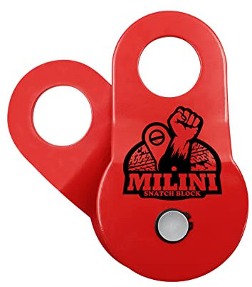 MILINI Snatch Block for Winches, Strength Recovery Off-Road Heavy Duty Pulley for Synthetic Rope or Steel Cable, Universal Tackle Block for Truck, Tractor, ATV & UTV (Red, 8T)