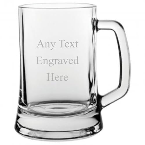1stclassgifts [Custom] Personalised Engraved Glass Tankard 16.75oz (50cl) (Beer Pot) Christmas Birthday Gift Any Text Engraved.