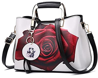 NICOLE & DORIS Elegante Handtasche Damen Designer Schultertasche Shopper Frauen Umhängetasche Mode Taschen mit Schönem Muster Henkeltasche Personalisierte Top Griff Tasche Beige 1