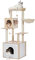 PAWZ Road Arbre à chat moderne en bois avec armoire de rangement, niche spacieuse pour chat, grand perchoir supérieur et hamac, griffoir recouvert de sisal pour chats, beige