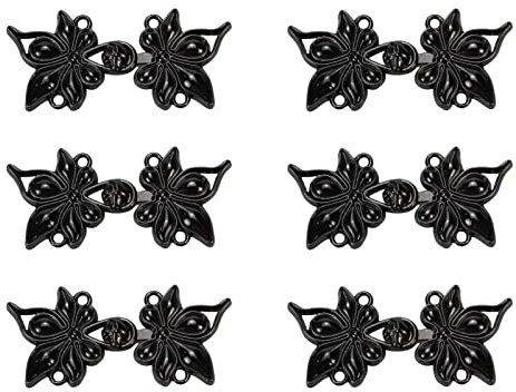 Dnyta 6 Paar schwarze Umhang oder Umhang Verschlüsse Cheongsam Knöpfe Vintage Cardigan Clip Antik Klassische Frosch Verschluss
