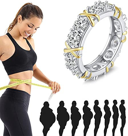 Pnedeodm 2/4Pcs Magnetic Zircon Shaping Cross Full Moissanite Diamond Ring, Magnetic Zircon Shaping Ring, Sterling Silver X Criss Cross Ring, Engagement Wedding Bands (Gold,6)