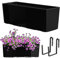 KADAX Blumenkasten 18,5x56 cm, Glattemuster, Schwarz, mit Halterungen, mit Einsatz – wetterfester rechteckiger Pflanzkasten für Balkon und Outdoor