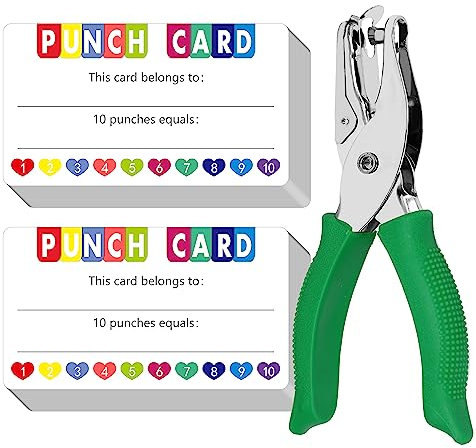 200 cartes perforées PCS, carte d'incitation avec kit perforateur portatif en forme de cœur Cartes de récompense de fidélité d'incitation pour les affaires, le comportement des étudiants, 8.8cm x 5cm