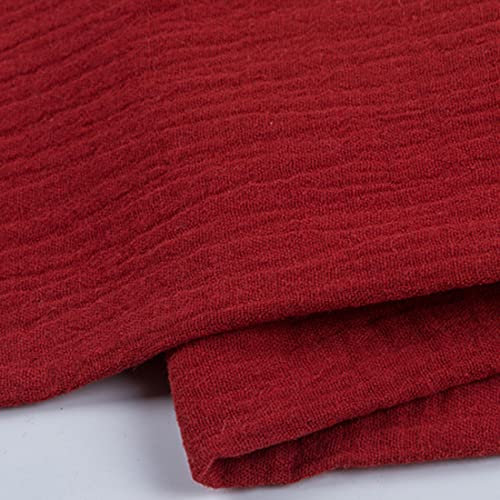 EDGEAM Baumwollstoff Musselin Stoff Double Gauze Breite 135cm Baumwolle Musselin Stoff Meterware (Bordeaux, 100 x 135 cm)