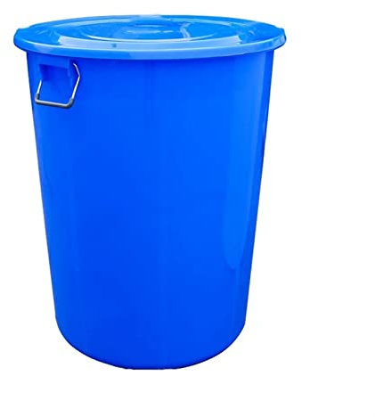 Cubo de basura Cubo de basura 50L/60L/100L/160L/280L/380L Cubo de basura redondo grueso Cubo de basura multiusos grande (azul con tapa 100L)