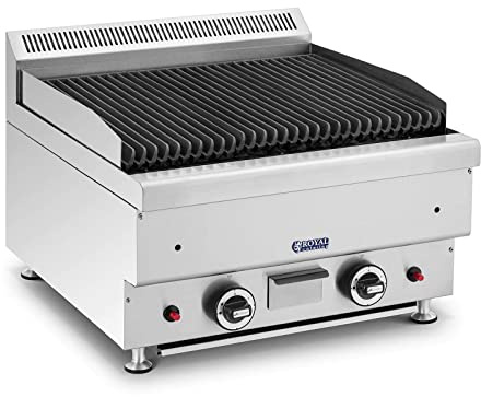 Royal Catering RC-GLRG600 Grill pierre de lave 2 x 7200 W 50 x 47 cm 4,5 kg Pierre de lave 0-460 °C Gaz naturel Acier inoxydable, Fonte de fer, Acier Barbecue pierre de lave