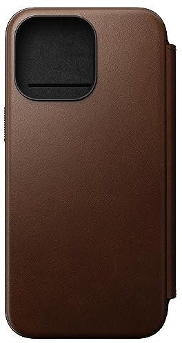 Nomad Moderne Lederhülle für iPhone 15 Pro Max Hülle Kompatibel mit MagSafe & Wireless Charging Leder Wallet Case 3 Kartenfächer 360° Schutzhülle Bumper - Braun