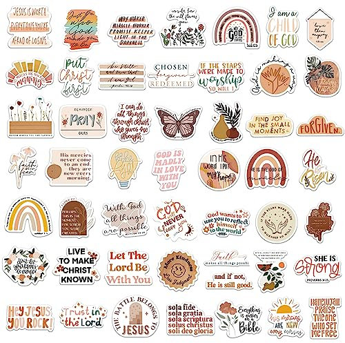 100pcs Boho Bible Verse Stickers - Christian Jesus Inspirational Vinyl Stickers for Water Bottles, Laptop, Journaling, Scrapbook