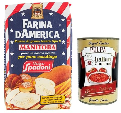 Italian Gourmet Molino Italian Gourmet Farina tipo 0 Manitoba, Weizenmehl | Hoher Proteingehalt, lunga lievitazione, elastischer Teig: focaccia, dolci, Gesamtnettogewicht 1 kg + Kostenlos Polpa 400g