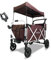 FUXTEC Bollerwagen faltbar FX-CTL950 Braun mit Dach - Transportwagen klappbar | Hecktasche, Komfort-Schiebegriff & Innenraumverlängerung | 5-Punkt-Gurt | Handwagen/Leiterwagen – Das Original