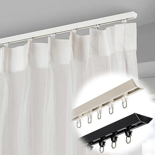 Decken Vorhangschiene, Wandhalterung, Raumteiler, Deckenschiene, Vorhangschiene Aluminium, Gardinen Für Gardinenschiene, Für Raumteiler, Duschvorhang,Vorhang-Gleitschiene ( Color : White , Size : 1.5M