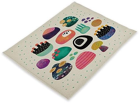 Tischsets Stoff Pilze Platzset 4er Set rutschfest Platzdeckchen Abwaschbar Flachs Abgrifffeste Hitzebeständig Platzdeckchen Schmutzabweisend Tischsets für Küche Speisetisch
