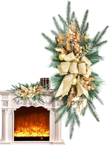 Ghirlanda Natalizia Per Scale - Festone Natalizio Decorativo Con Fiocco - Decorazioni Natalizie Per Scale, Finestre, Alberi, Giardini, Pareti, Portici, Cortili