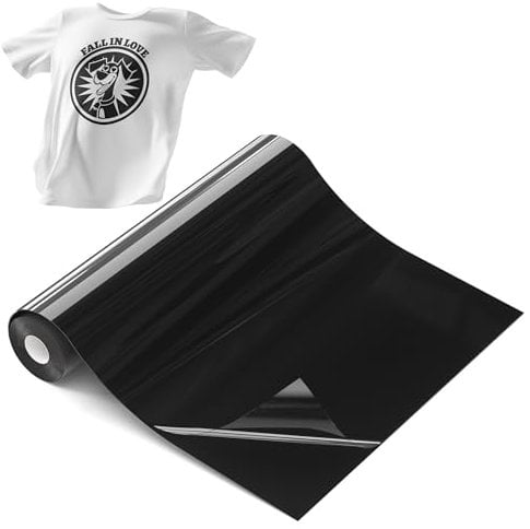 Hisiu Black HTV Heat Transfer Vinyl for T-Shirts, 12x10FT, Compatible with Cricut & Heat Press Machine, Easy to Cut and Transfer