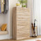 PREMTURE Schuhschrank, Schuhkommode, Schuhregal mit 3 Klappen für 18 Paar Schuhe, Trennwände abnehmbar, Schuhkipper für Flur, Schlafzimmer, Wohnzimmer, Eingang, MDF, Braun,54 Bx24 T x107.5 H cm
