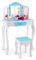 LIFEZEAL Schminktisch Set für Kinder, Kinderschminktisch mit Hocker, Schminkkommode mit 3-Fach klappbarem Spiegel & Abnehmbarer Platte, Frisiertisch Geschenk für Mädchen 3-7 Jahre Alt (Blau Punkt)