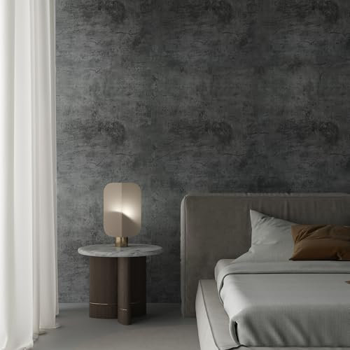 TOTIO Film adhésif extra large - Gris foncé - 122 cm x 9 m - Aspect béton - Film mural en vinyle imperméable - Style industriel - Mat - Épais - Amovible - Gris ciment