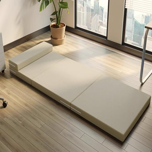 Hruile Bodenmatratze, faltbare Gästematratze, platzsparend, Einzel-Klappmatratze mit waschbarem Bezug, faltbare Couch, dreifach gefaltete Matratze für Reisen, Camping (200 x 60 x 5 cm, Khaki)