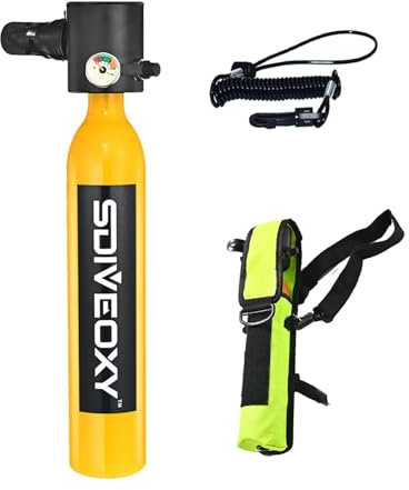 Evember Tauchzylinder – 0,5 l Tauchtank, 3000 Psi/200 Bar Tauchlufttank, Tauchausrüstung, Taucher-Sauerstoff-Zylinder-Set, Schnorchel-Tauchflasche, Tauchflasche mit Handpumpe