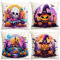 UZNIYTR Halloween Deko Kissenbezüge, 4 Stück Horror Schädel Kürbis Dekorative Kissenbezug, Leinen Sofa Throw Kissenbezug, Innen Halloween Kissenbezug für Schlafzimmer Wohnzimmer (45 x 45 cm)