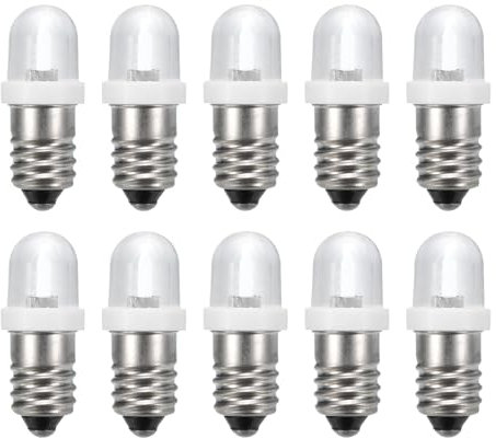 sourcing map 3-3.8V/0.03A E10 Mini Light Bulbs, 10Pcs Miniature Screw Bulbs Flashlight Bulbs for Scientific Experiment Lighting DIY Accessories, White